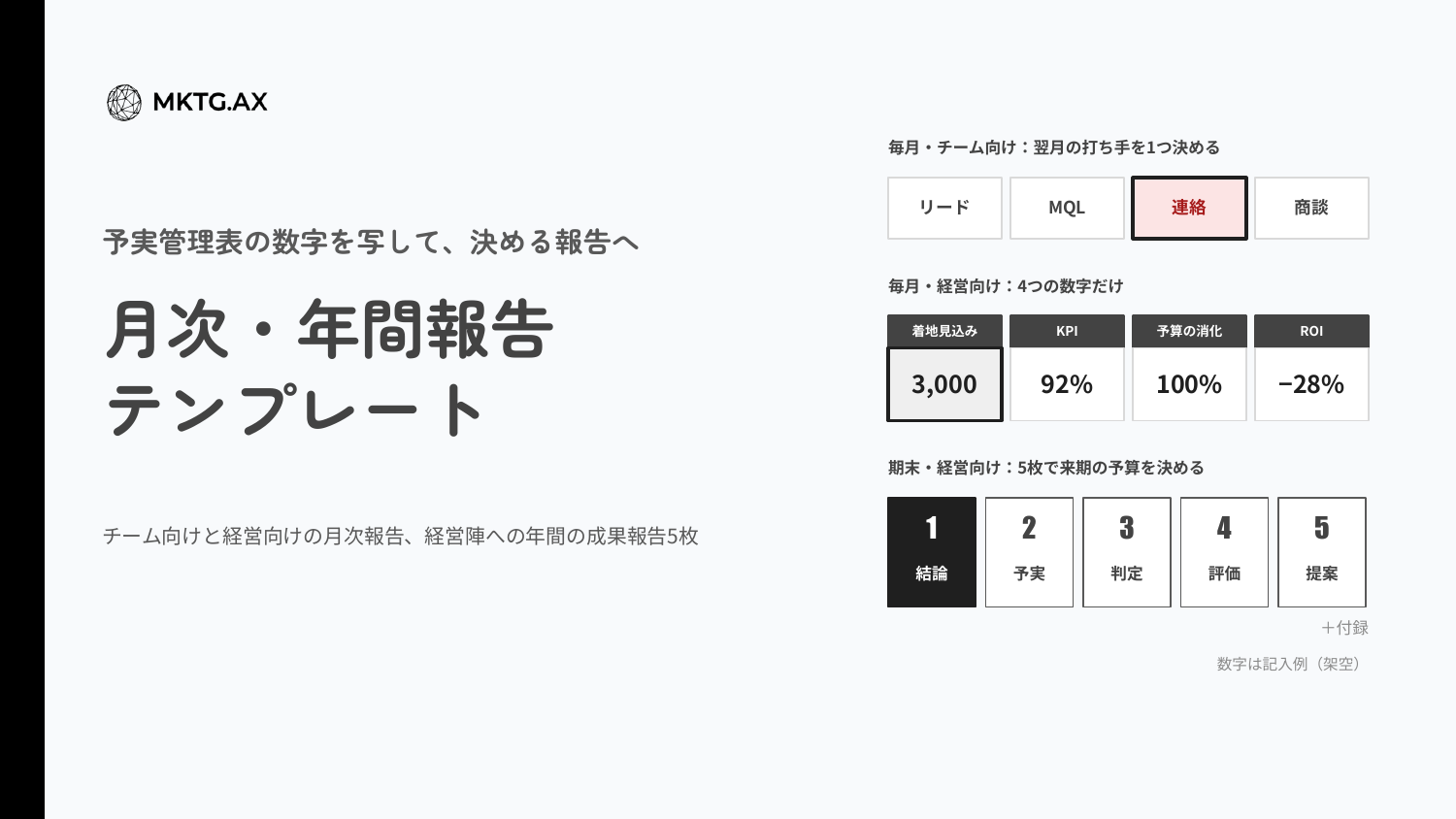 月次・年間報告テンプレートの表紙